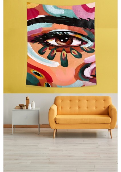 Suluboya Kadın Gözü Leke Tutmaz Kumaş Duvar Örtüsü Duvar Halısı Tapestry modelleri