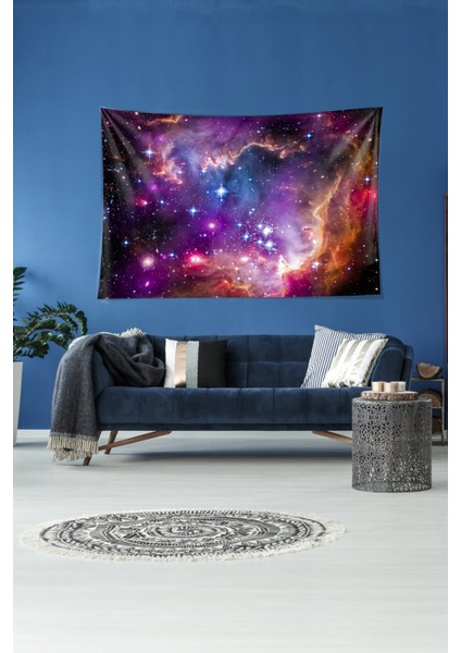 Uzay Toz Bulutu Leke Tutmaz Kadife Dokulu Kumaş Duvar Örtüsü Duvar Halısı Tapestry