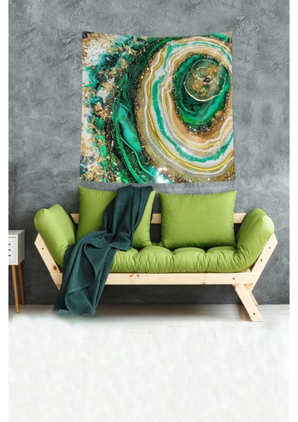 Yeşil Gold Desenli Leke Tutmaz Kadife Kumaş Duvar Örtüsü Duvar Halısı Tapestry modelleri