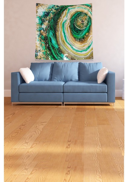 Yeşil Gold Desenli Leke Tutmaz Kadife Kumaş Duvar Örtüsü Duvar Halısı Tapestry fırsatları