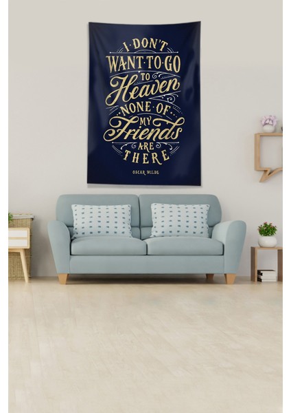 Lacivert Oscar Wilde Saying Leke Tutmaz Kadife Kumaş Duvar Örtüsü Duvar Halısı Tapestry fiyatları