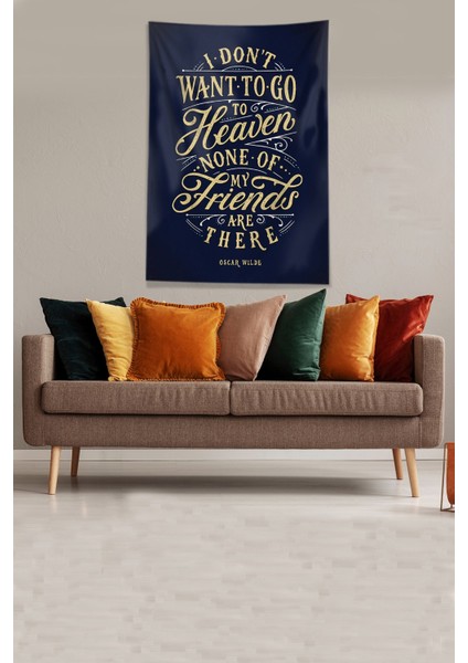 Lacivert Oscar Wilde Saying Leke Tutmaz Kadife Kumaş Duvar Örtüsü Duvar Halısı Tapestry modelleri