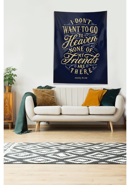 Lacivert Oscar Wilde Saying Leke Tutmaz Kadife Kumaş Duvar Örtüsü Duvar Halısı Tapestry fırsatları