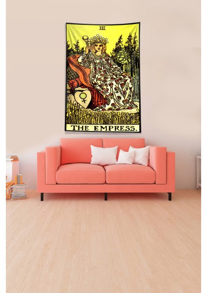 Multirenk Tarot Kartı Empress Leke Tutmaz Kadife Kumaş Duvar Örtüsü Duvar Halısı Tapestry