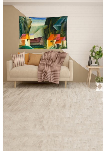 Çok Renkli Kubik Tasarımlı Leke Tutmaz Kadife Kumaş Duvar Örtüsü Duvar Halısı Tapestry fiyatları