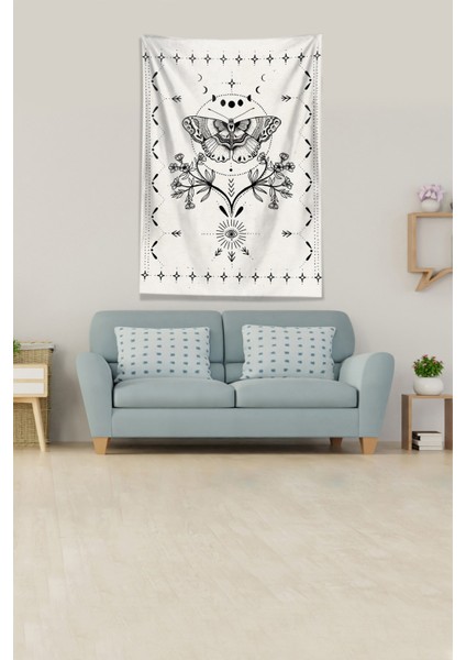 Bej Butterfly Kelebek Leke Tutmaz Kadife Kumaş Duvar Örtüsü Duvar Halısı Tapestry fiyatları