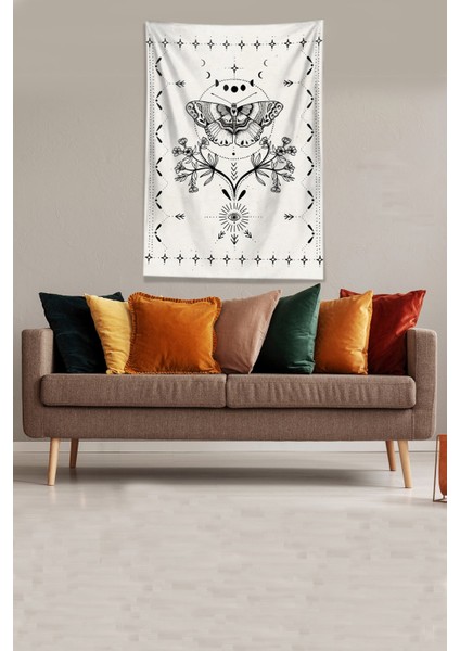 Bej Butterfly Kelebek Leke Tutmaz Kadife Kumaş Duvar Örtüsü Duvar Halısı Tapestry modelleri