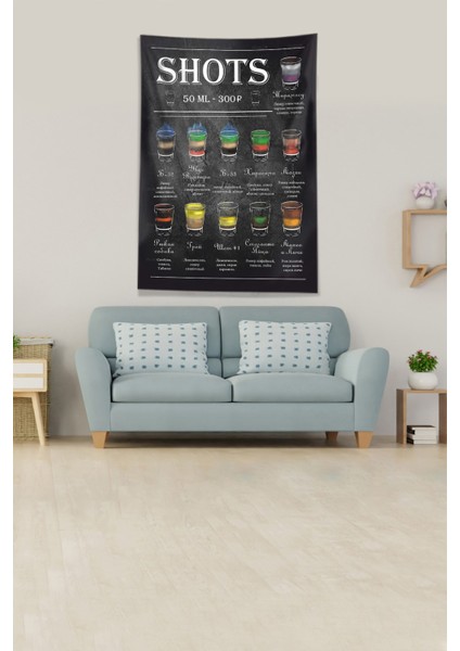 Multirenk Shots Menü Leke Tutmaz Kadife Kumaş Duvar Örtüsü Duvar Halısı Tapestry fiyatları