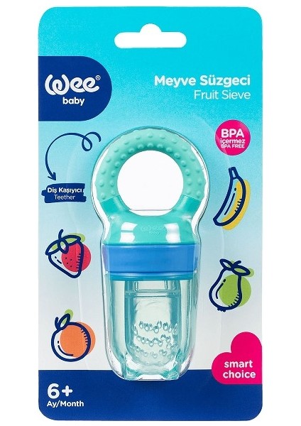 Wee Baby 207 Meyve Süzgeci Diş Kaşıyıcılı Mavi 6+ Ay