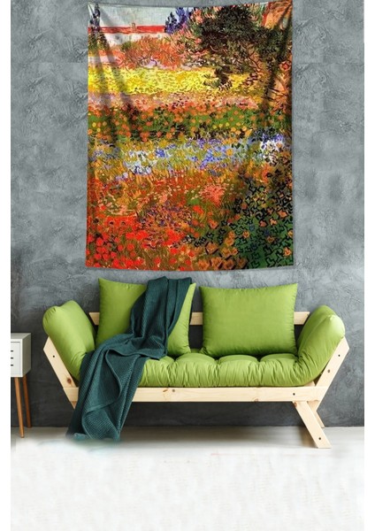 Çiçekli Bahçe Van Gogh Leke Tutmaz Kumaş Duvar Örtüsü Duvar Halısı Tapestry fiyatları