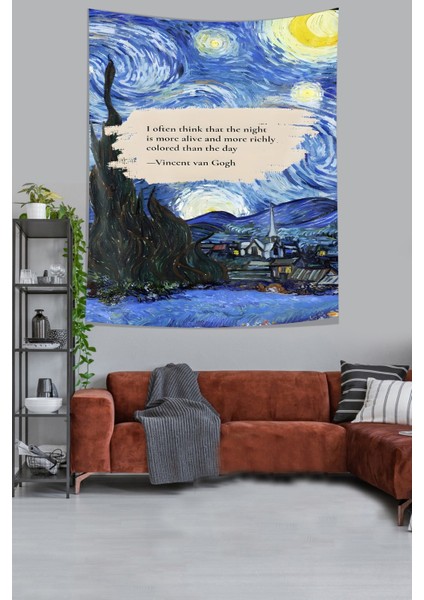 Van Gogh Notlu Leke Tutmaz Kumaş Duvar Örtüsü Duvar Halısı Tapestry fiyatları