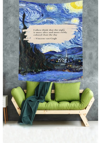 Van Gogh Notlu Leke Tutmaz Kumaş Duvar Örtüsü Duvar Halısı Tapestry modelleri