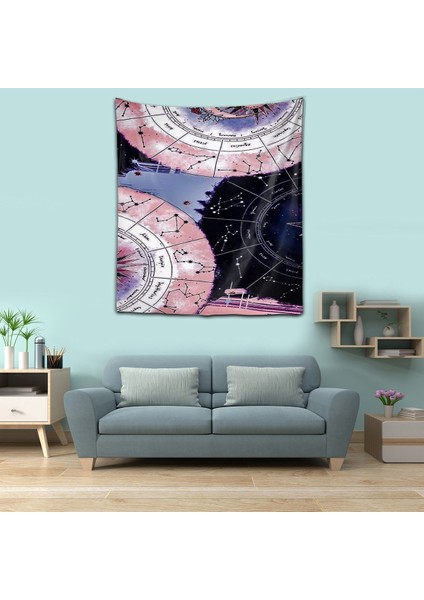 Yıkanabilir Leke Tutmaz Mikropetek Kumaş Astroloji Burç Desen Duvar Örtüsü Duvar Halısı Tapestry
