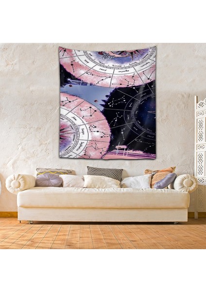 Yıkanabilir Leke Tutmaz Mikropetek Kumaş Astroloji Burç Desen Duvar Örtüsü Duvar Halısı Tapestry