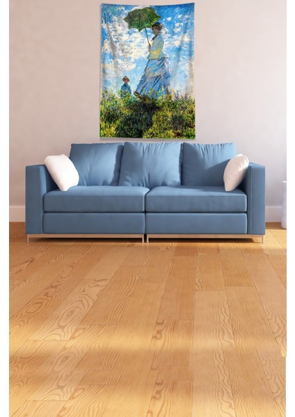 Mavi Şemsiyeli Kadın Leke Tutmaz Kadife Kumaş Duvar Örtüsü Duvar Halısı Tapestry fiyatları