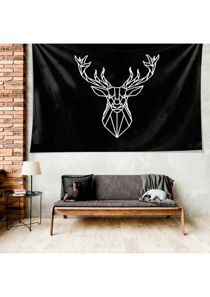 Geyik Desenli Leke Tutmaz Kadife Dokulu Kumaş Duvar Örtüsü Duvar Halısı Tapestry