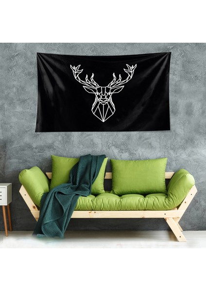 Geyik Desenli Leke Tutmaz Kadife Dokulu Kumaş Duvar Örtüsü Duvar Halısı Tapestry