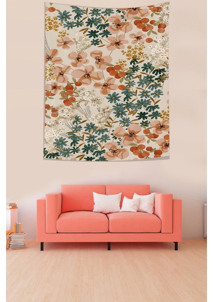 Renkli Çiçekler Leke Tutmaz Kumaş Duvar Örtüsü Duvar Halısı Tapestry modelleri