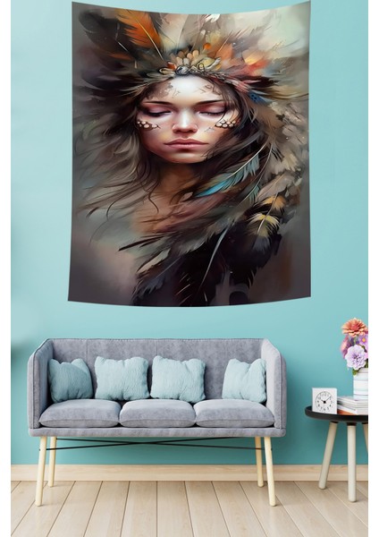 Kızılderili Kız Leke Tutmaz Kumaş Duvar Örtüsü Duvar Halısı Tapestry fiyatları