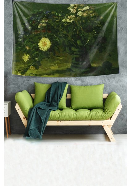 Vazodaki Sarı Papatyalar Leke Tutmaz Kumaş Duvar Örtüsü Duvar Halısı Tapestry