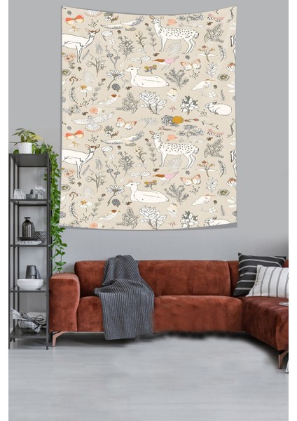 Sevimli Orman Hayvanları Leke Tutmaz Kumaş Duvar Örtüsü Duvar Halısı Tapestry fiyatları