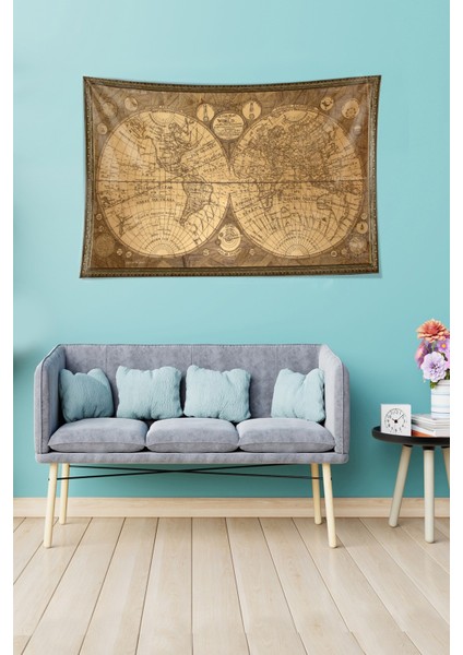 Dünya Haritası Desen Leke Tutmaz Kadife Dokulu Kumaş Duvar Örtüsü Duvar Halısı Tapestry fiyatları