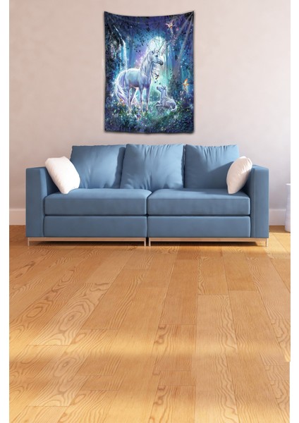 Yıkanabilir Leke Tutmaz Mikropetek Kumaş At Unicorn Desen Renkli Duvar Örtüsü Duvar Halısı Tapestry fiyatları