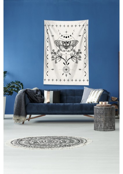 Bej Kelebek Leke Tutmaz Kadife Kumaş Duvar Örtüsü Duvar Halısı Tapestry