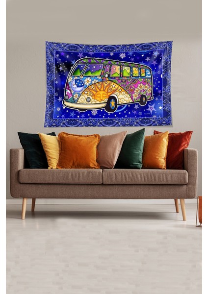 Woswos Karavan Bohem Leke Tutmaz Kadife Dokulu Kumaş Duvar Örtüsü Duvar Halıs Tapestry modelleri