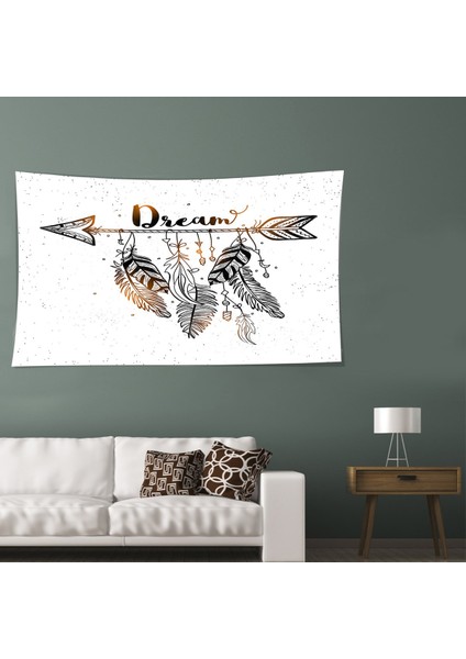 Kızılderili Temalı Kuş Tüylü Leke Tutmaz Kadife Dokulu Kumaş Duvar Örtüsü Duvar Halısı Tapestry modelleri