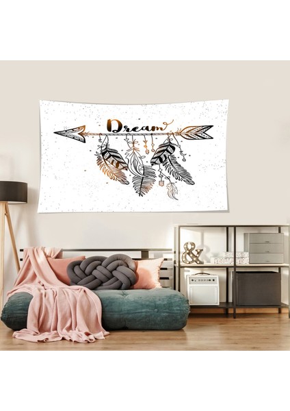 Kızılderili Temalı Kuş Tüylü Leke Tutmaz Kadife Dokulu Kumaş Duvar Örtüsü Duvar Halısı Tapestry fırsatları
