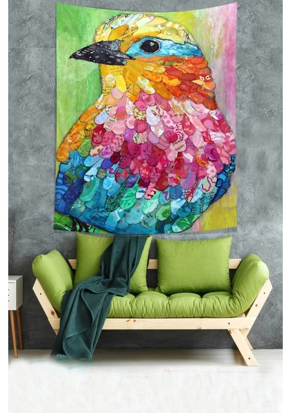 Vintage Desen Çiçekli Minimalist Kız Leke Tutmaz Kumaş Duvar Örtüsü Duvar Halısı Tapestry