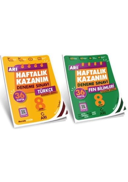 Arı Yayıncılık 8.Sınıf Türkçe - Fen Bilimleri Haftalık Kazanım Deneme 2 Kitap