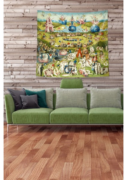 Yeşil Panayırdaki Insanlar Leke Tutmaz Kadife Kumaş Duvar Örtüsü Duvar Halısı Tapestry