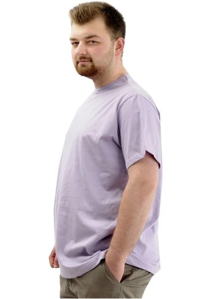 Büyük Beden Erkek T-Shirt Bisiklet Yaka Basic 20031 Lila fiyatları