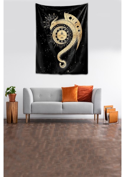 Yıkanabilir Leke Tutmaz Mikropetek Kumaş Güneş ve Ay Drakula Syah Duvar Örtüsü Duvar Halısı Tapestry modelleri