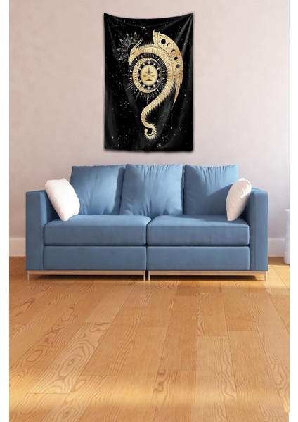 Yıkanabilir Leke Tutmaz Mikropetek Kumaş Güneş ve Ay Drakula Syah Duvar Örtüsü Duvar Halısı Tapestry fırsatları