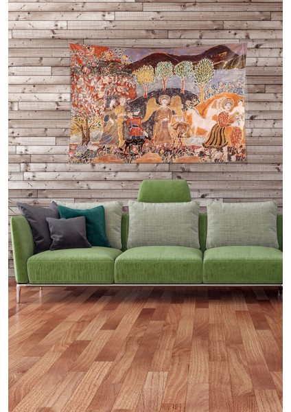 Çok Renkli Meleğin Yere Inişi Leke Tutmaz Kadife Kumaş Duvar Örtüsü Duvar Halısı Tapestry modelleri