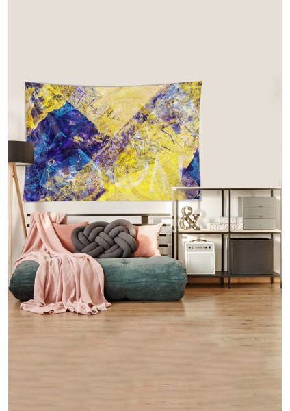 Geometrik Renk Bloklu Leke Tutmaz Kadife Dokulu Kumaş Duvar Örtüsü Duvar Halısı Tapestry fiyatları