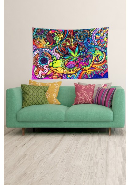 Geometrik Şekiller Renkli Leke Tutmaz Kadife Dokulu Kumaş Duvar Örtüsü Duvar Halısı Tapestry modelleri