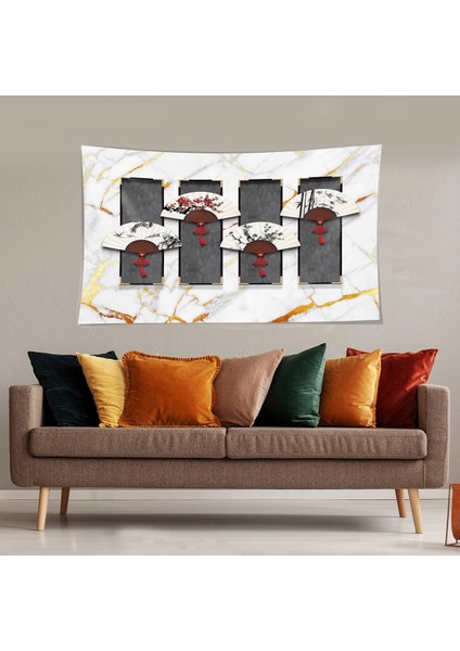 Yelpaze Desen Leke Tutmaz Kadife Dokulu Kumaş Duvar Örtüsü Duvar Halısı Tapestry