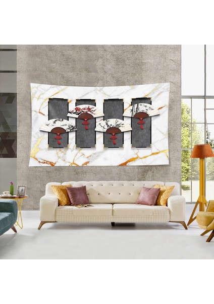 Yelpaze Desen Leke Tutmaz Kadife Dokulu Kumaş Duvar Örtüsü Duvar Halısı Tapestry