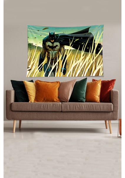 Çok Renkli Yarasa Adam Desenli Leke Tutmaz Kadife Kumaş Duvar Örtüsü Duvar Halısı Tapestry modelleri