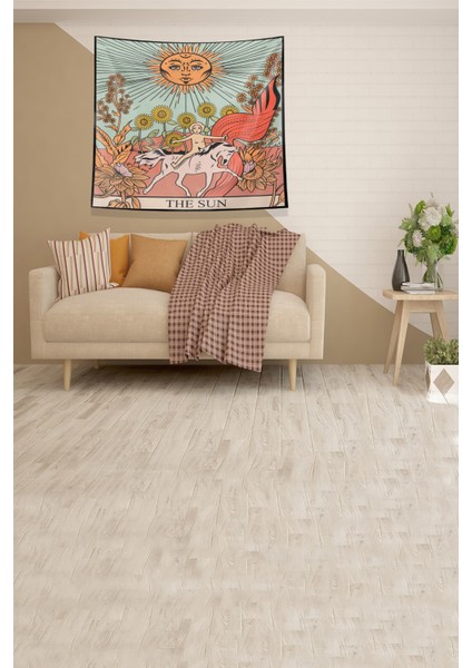 Bej The Sun Tarot Kartı Leke Tutmaz Kadife Kumaş Duvar Örtüsü Duvar Halısı Tapestry fırsatları