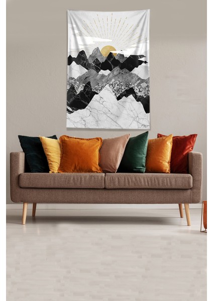 Beyaz Güneşin Doğuşu Sunset Leke Tutmaz Kadife Kumaş Duvar Örtüsü Duvar Halısı Tapestry modelleri