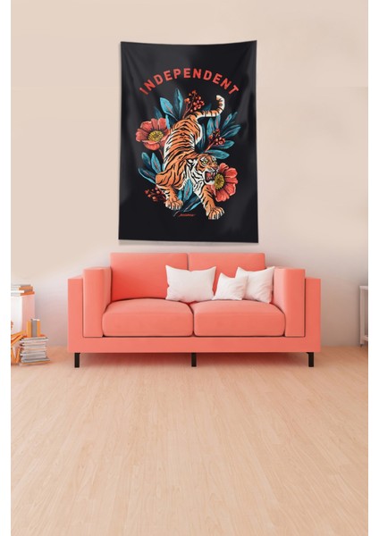 Siyah Independent Leopar Leke Tutmaz Kadife Kumaş Duvar Örtüsü Duvar Halısı Tapestry