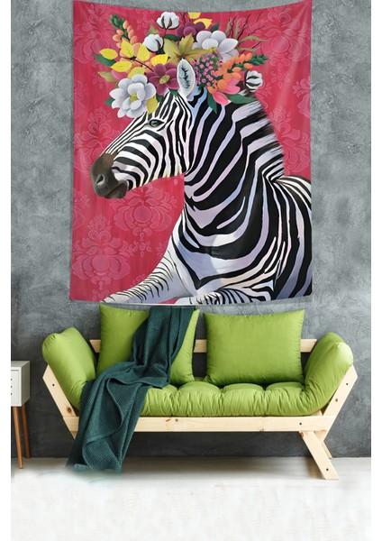 Çiçekli Zebra Leke Tutmaz Kumaş Duvar Örtüsü Duvar Halısı Tapestry modelleri