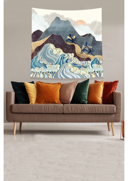Sarı Tırmanan Iki Kartal Leke Tutmaz Kadife Kumaş Duvar Örtüsü Duvar Halısı Tapestry fiyatları