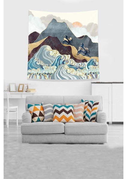 Sarı Tırmanan Iki Kartal Leke Tutmaz Kadife Kumaş Duvar Örtüsü Duvar Halısı Tapestry modelleri