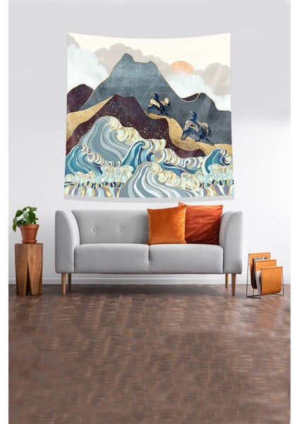 Sarı Tırmanan Iki Kartal Leke Tutmaz Kadife Kumaş Duvar Örtüsü Duvar Halısı Tapestry fırsatları